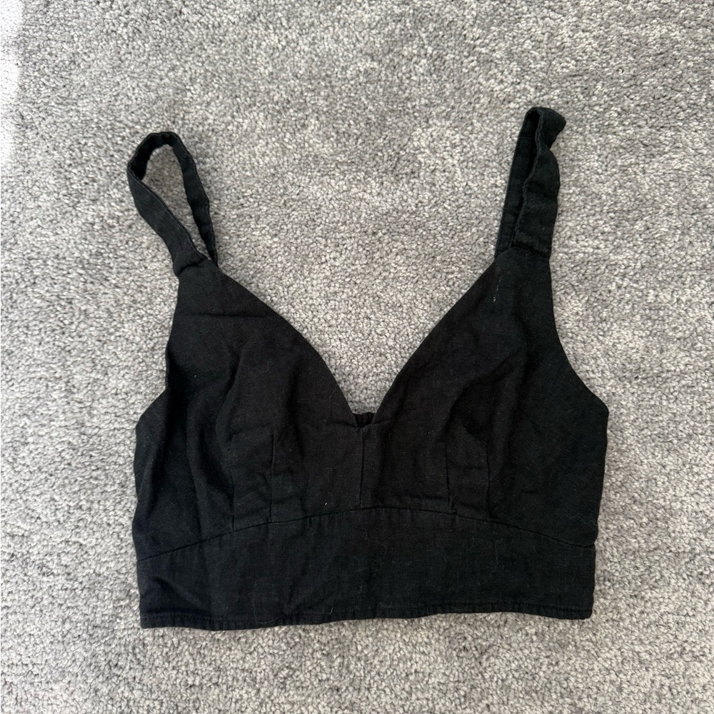 Abercrombie Linen Black Cropped Tank Top